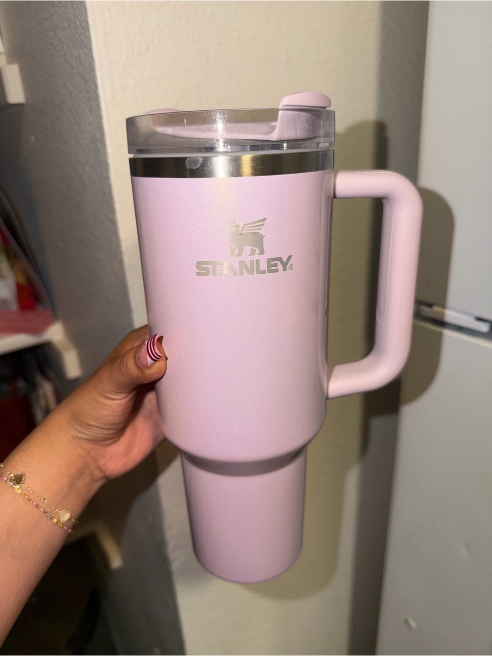 Stanley Sparkly Light Purple Insulated Travel Tumbler with Handle